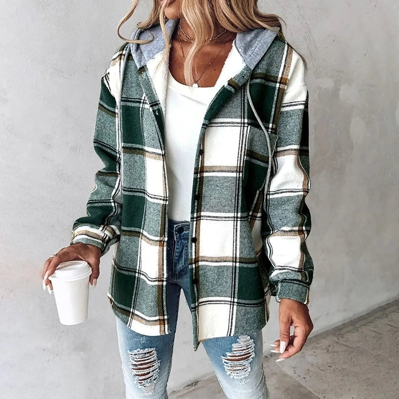 Annika | Women's Checked Hoodie Jacket with Cozy Hood 3