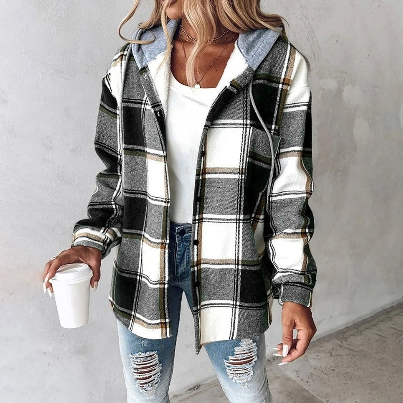 Annika | Women's Checked Hoodie Jacket with Cozy Hood 5