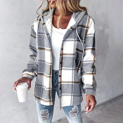 Annika | Women's Checked Hoodie Jacket with Cozy Hood 6