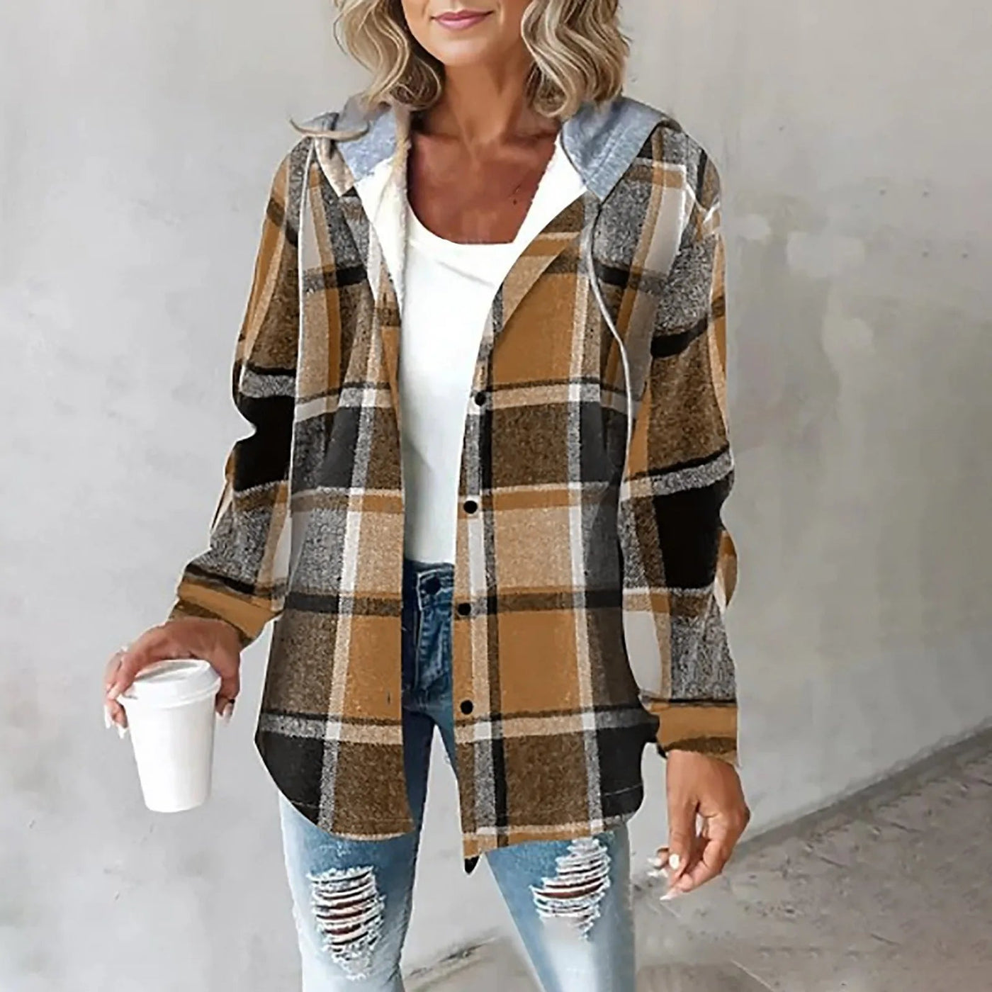 Annika | Women's Checked Hoodie Jacket with Cozy Hood 8