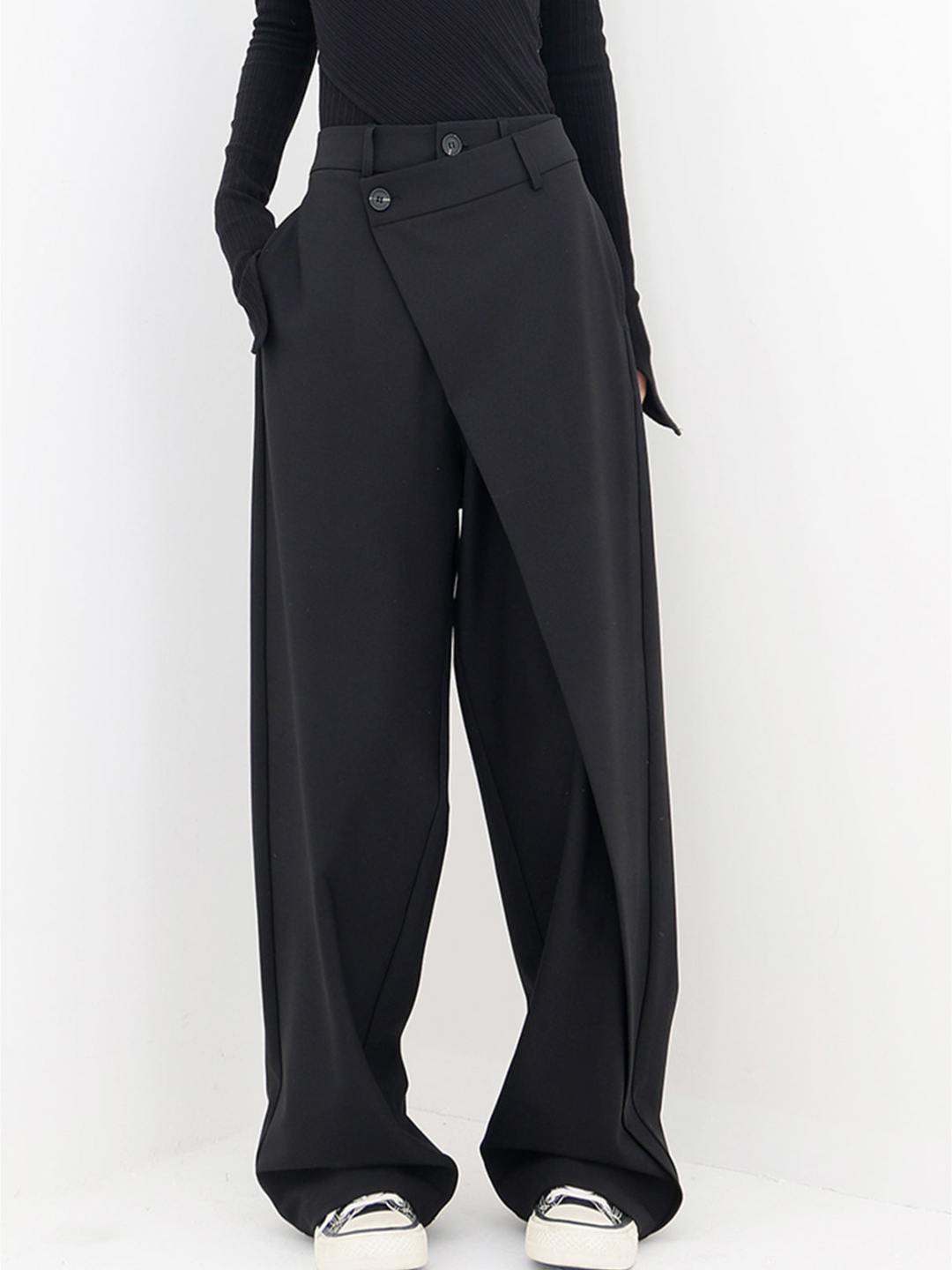 Ariana | Women's Baggy Trousers With Asymmetrical Waist Design 0