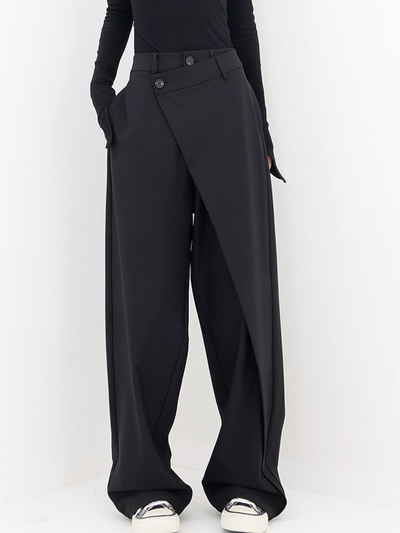Ariana | Women's Baggy Trousers With Asymmetrical Waist Design 0