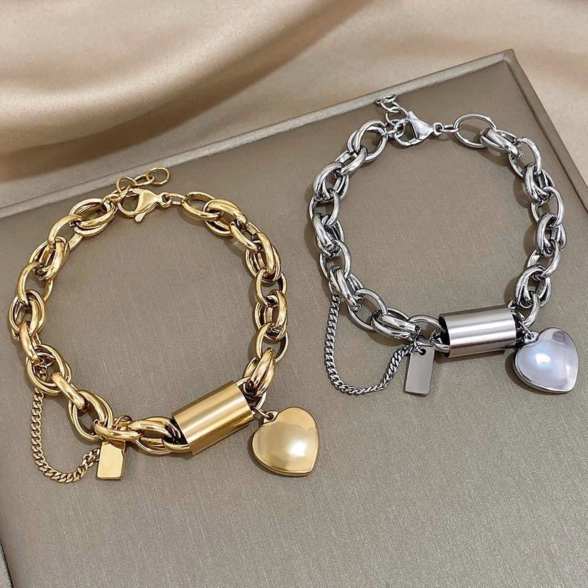 Chunky White Gold Bracelet – Durable and Stylish Accessory with Adjustable Length for Casual and Formal Wear 2