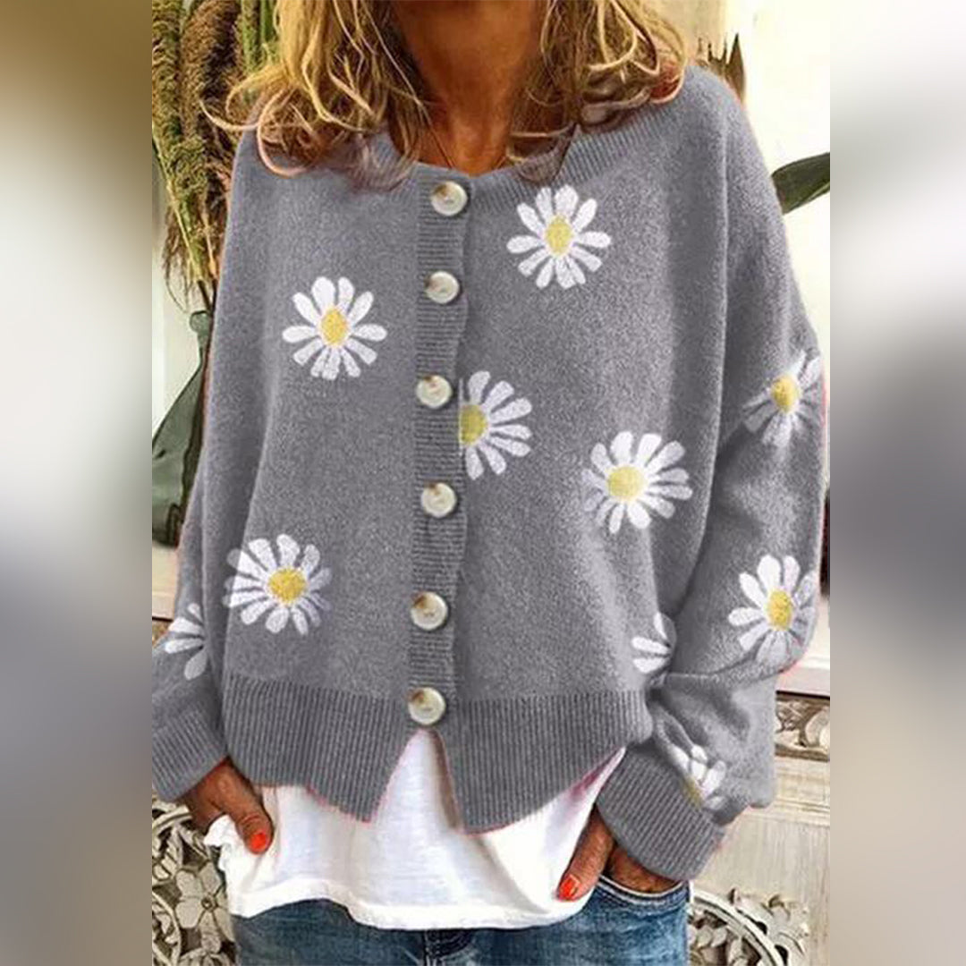 Clara | Women's Daisy Knit Cardigan with Button-Up Design 4