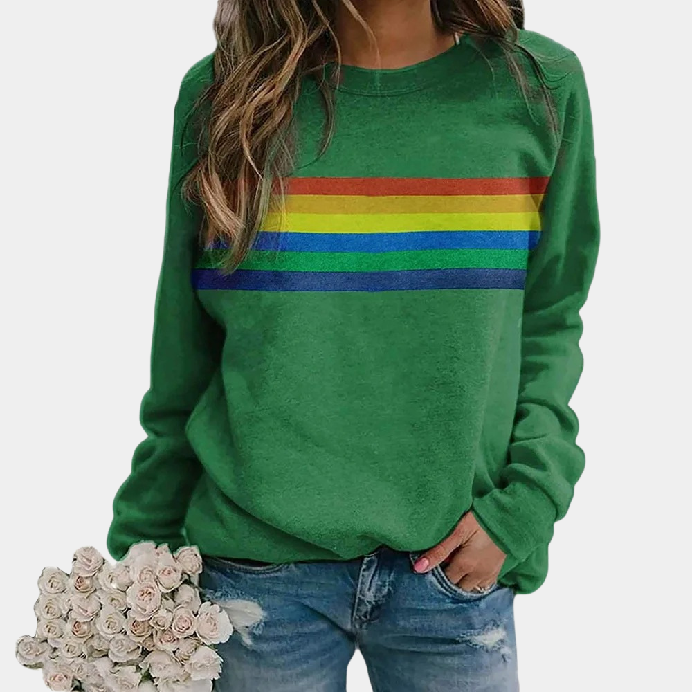 Daisy | Women's Rainbow Stripe Crewneck Sweatshirt 1