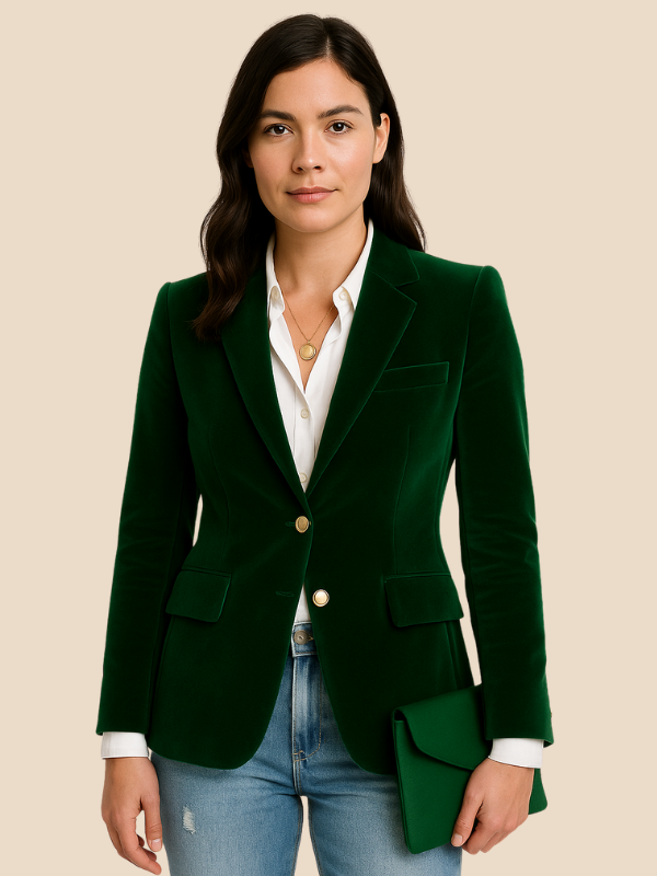 Delilah | Women's Velvet Blazer with Gold-Tone Buttons 0