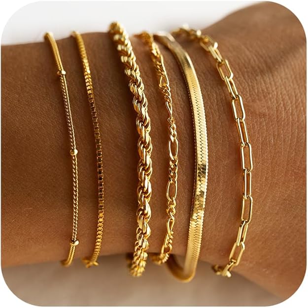 Elegant Gold Bracelet Set, Adjustable Fit, Lightweight Design for Casual and Formal Wear 0
