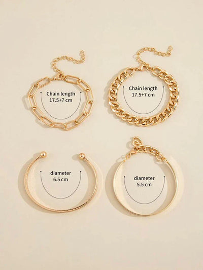 Elegant Gold Bracelet Set for Versatile Wear – Adjustable Fit, Durable Metal Alloy, Perfect for Casual and Formal Occasions 3