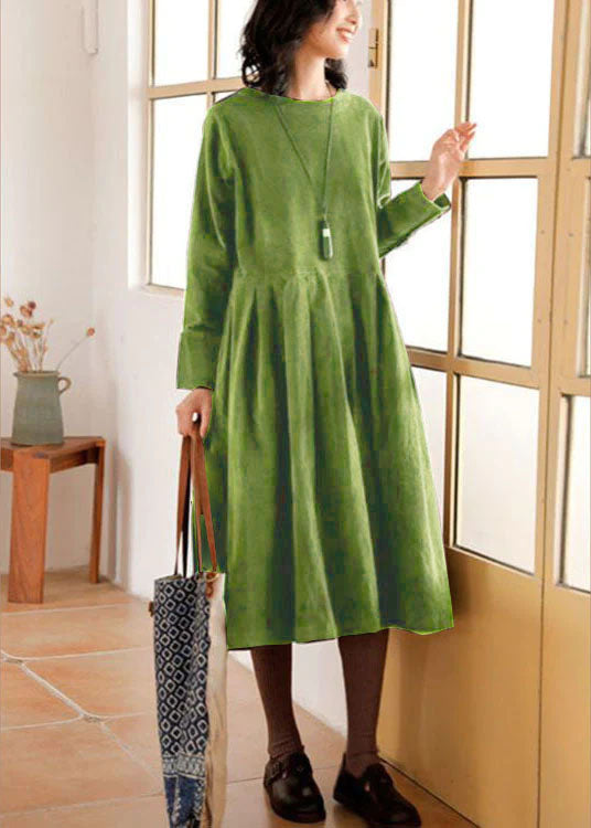Emilia | Women's Corduroy Dress With Fall Leaves Pattern 3
