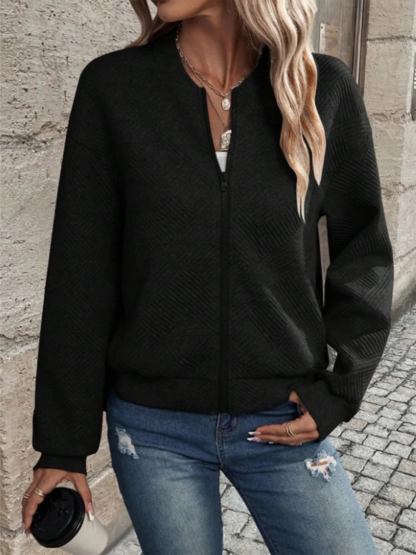 Felicia | Women's Bomber Jacket With Zipper 3