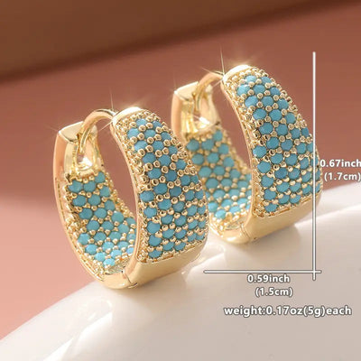 Gold Hoop Earrings with Turquoise Beads – Stylish Lightweight 2-Inch Hoop Design 4