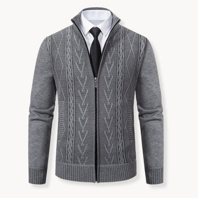 Henry | Men’s Cardigan With Zip Closure Ribbed Collar 3