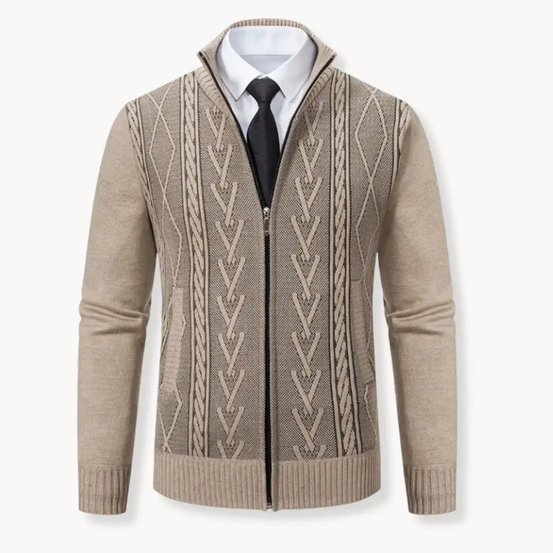 Henry | Men’s Cardigan With Zip Closure Ribbed Collar 4