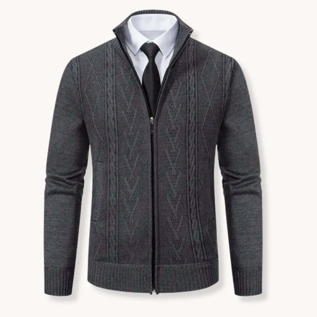 Henry | Men’s Cardigan With Zip Closure Ribbed Collar 5