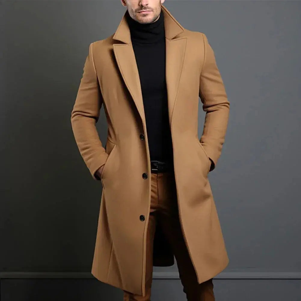 Henry | Men’s Overcoat With Button Closure Mid-Thigh Length 1