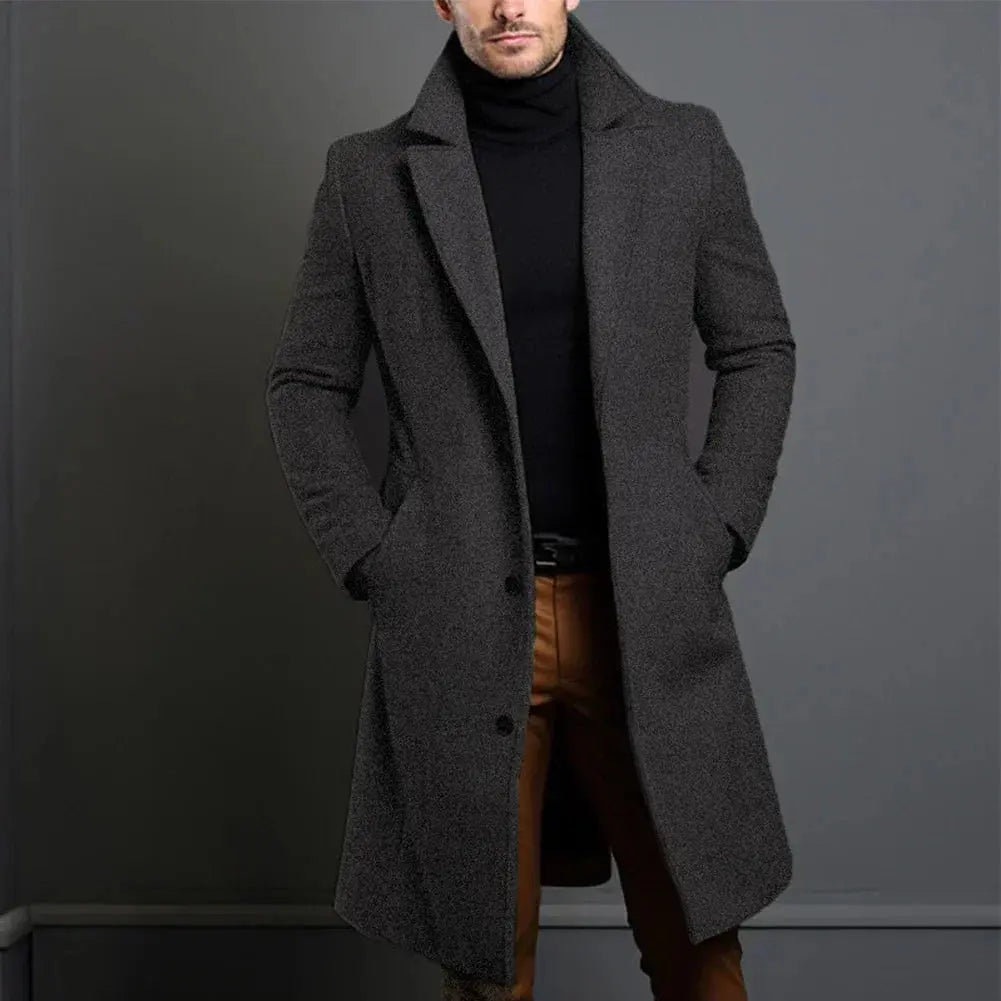 Henry | Men’s Overcoat With Button Closure Mid-Thigh Length 3