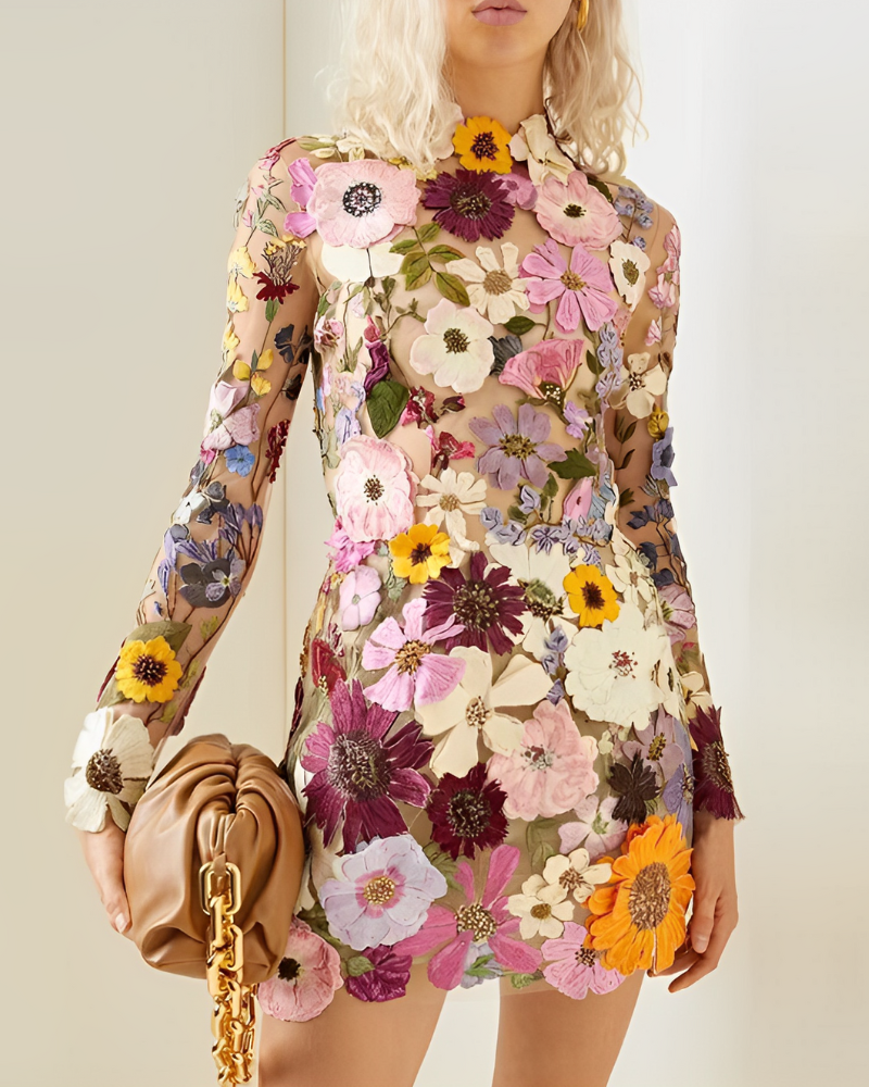Isabella | Floral Midi Dress With High Collar 0
