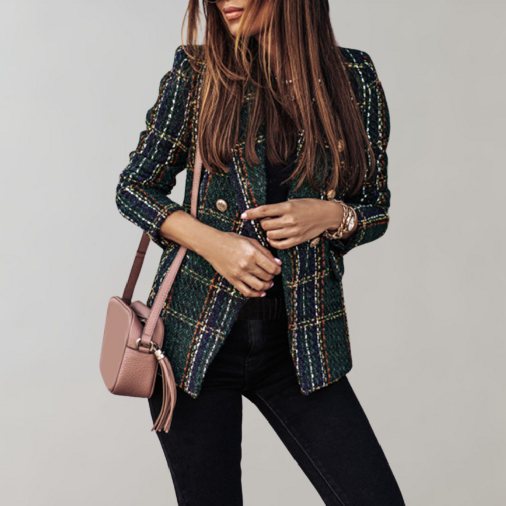 Isabelle | Women's Blazer Checked in Brown, Green, Khaki, Burgundy 1
