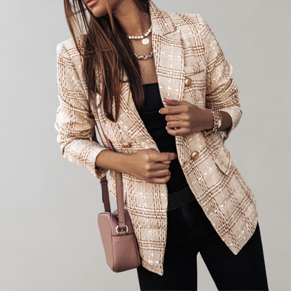 Isabelle | Women's Blazer Checked in Brown, Green, Khaki, Burgundy 2