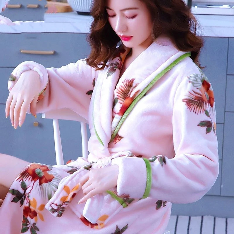 Jara | Women's Fleece Dressing Gown in Coral 6