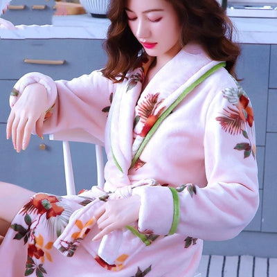 Jara | Women's Fleece Dressing Gown in Coral 6