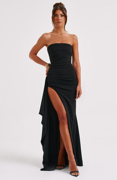 Lauren | Women's Strapless Maxi Dress With High Slit 9