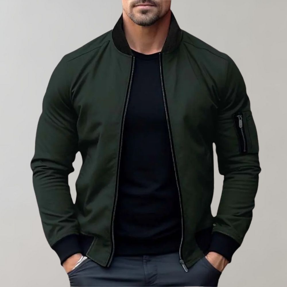 Liam | Men’s Bomber Jacket With Zipper Ribbed Cuffs 2