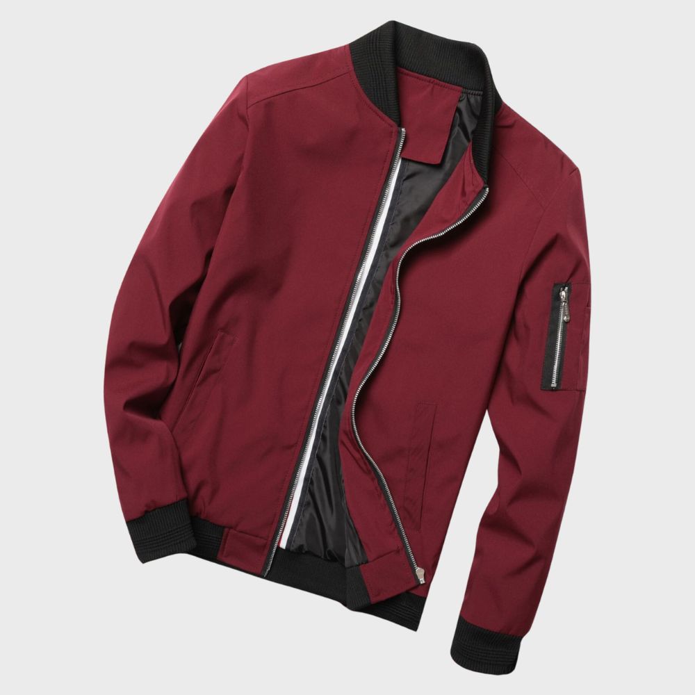 Liam | Men’s Bomber Jacket With Zipper Ribbed Cuffs 5