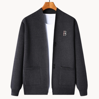 Liam | Men’s Cardigan With Ribbed Shoulders 0