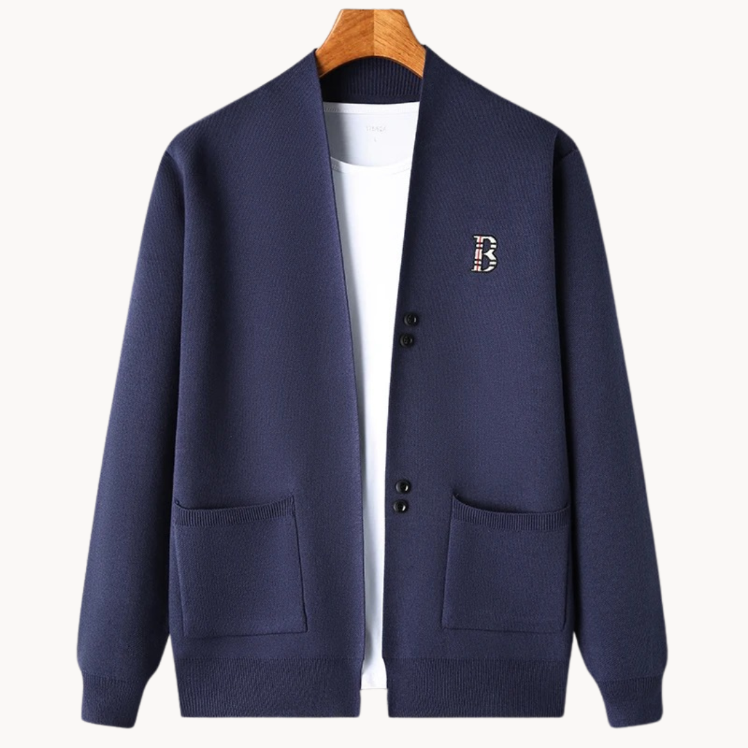 Liam | Men’s Cardigan With Ribbed Shoulders 2