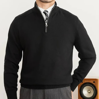 Liam | Men’s Half Zip Sweater High Collar Ribbed Edge 2