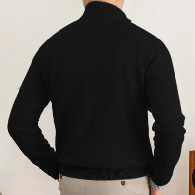 Liam | Men’s Half Zip Sweater High Collar Ribbed Edge 3