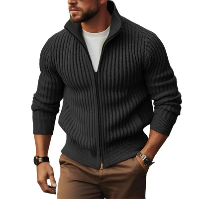 Liam | Men's Zip Up Cardigan Soft Texture 0