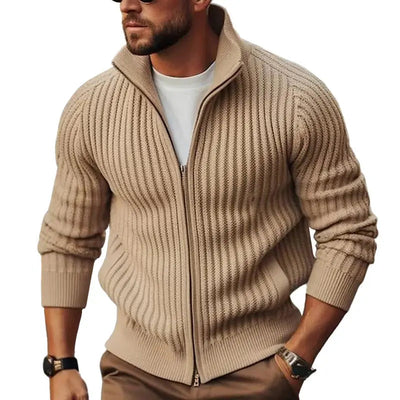 Liam | Men's Zip Up Cardigan Soft Texture 2