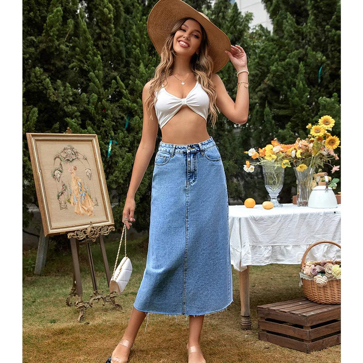 Long Denim Summer Skirt