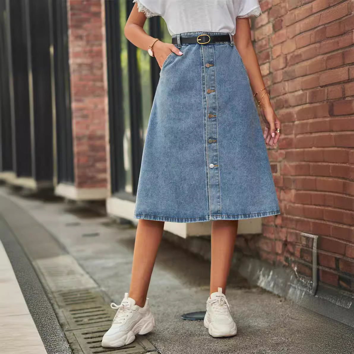 Maria | Women's Denim Midi Skirt