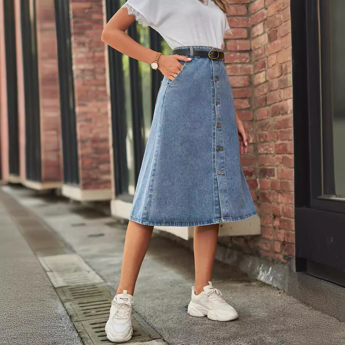 Maria | Women's Denim Midi Skirt