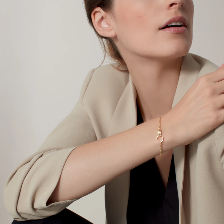 Mia | Adjustable Love Ring Bracelet in Silver and Gold Finish 1