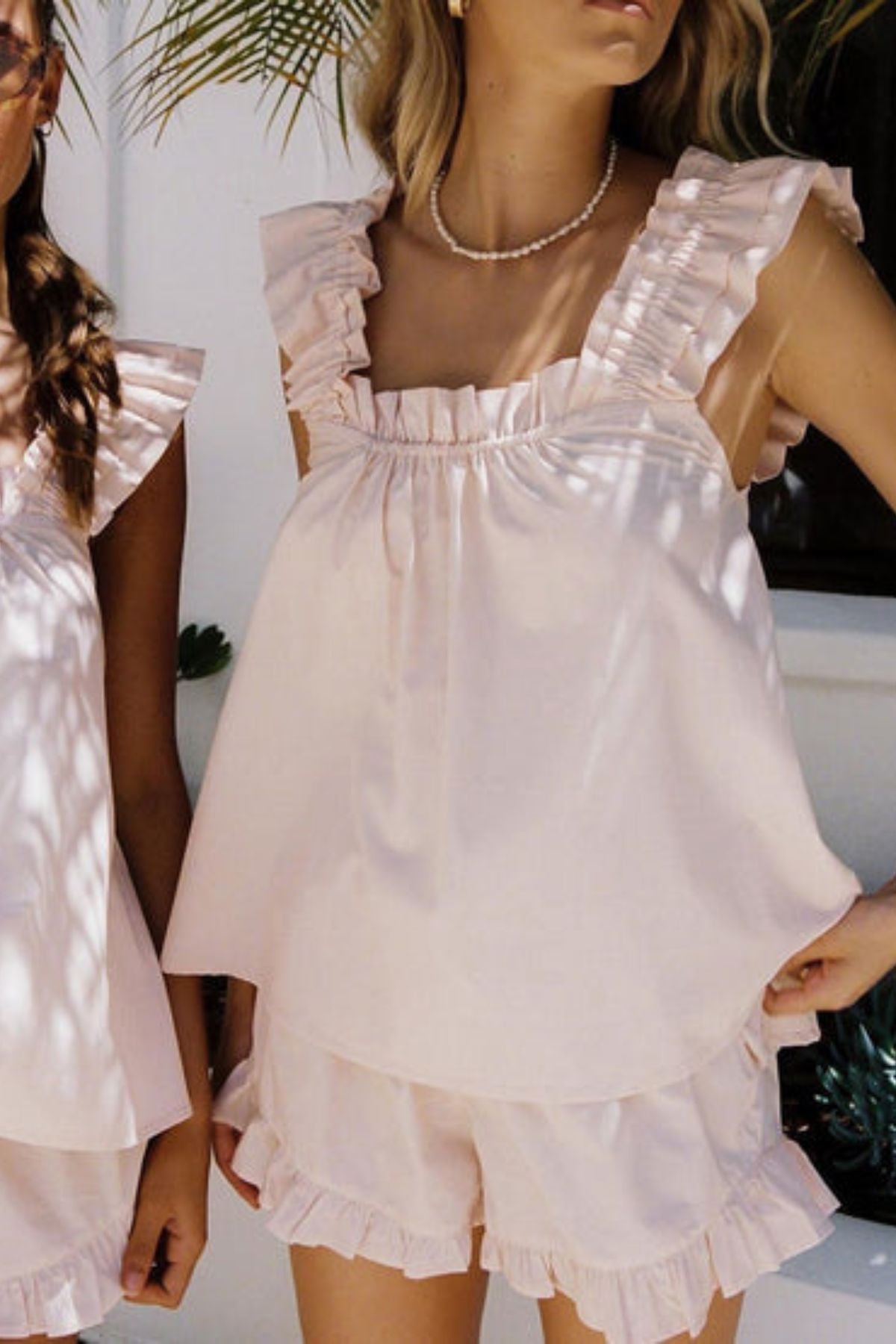 Nia | Women's Ruffle Pajama Set with Sleeveless Top and Shorts 2