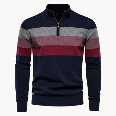 Oliver | Men’s Quarter-Zip Sweater Striped Pattern Smooth 0