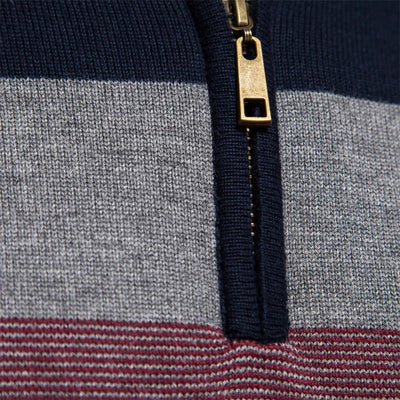 Oliver | Men’s Quarter-Zip Sweater Striped Pattern Smooth 5