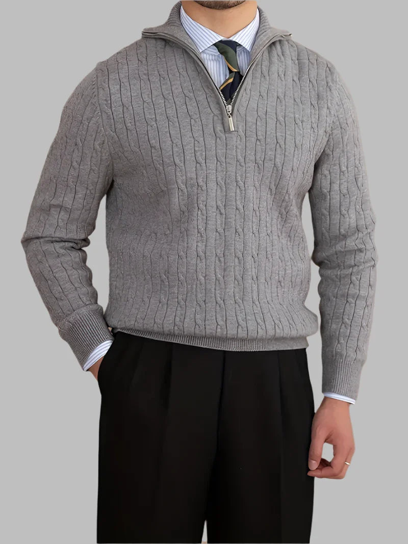 Oliver | Men’s Sweater Quarter Zip Cable Knit 0