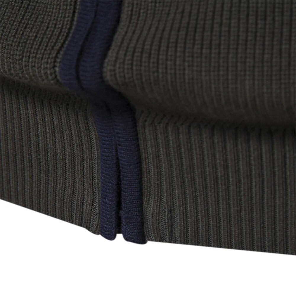 Oliver | Men’s Zip Up Cardigan With Refined Collar Contrast Stripe 6
