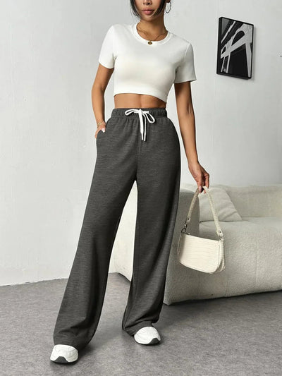 Olivia | Women's Wide Leg Trousers with Drawstring Waistband 5