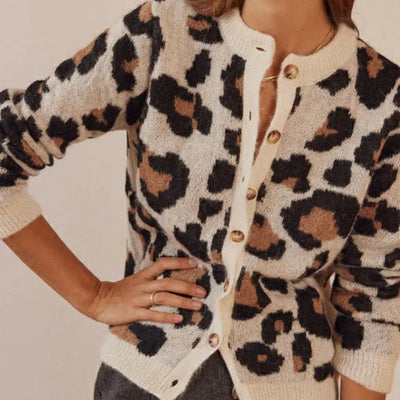 Philomena | Women's Leopard Print Button Cardigan 0