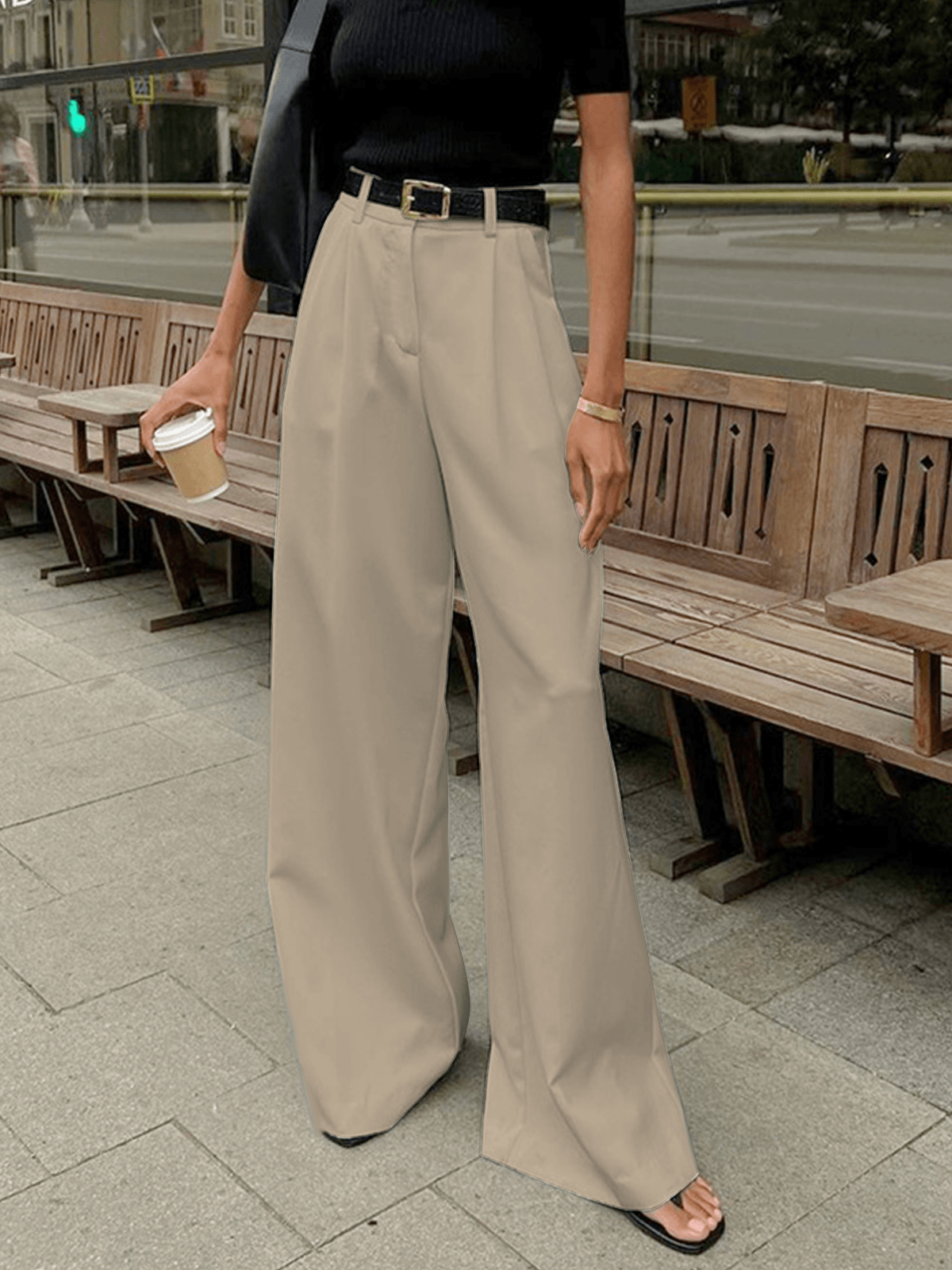 Rosemary | Women's High-Waisted Wide Leg Trousers With Pleats 2