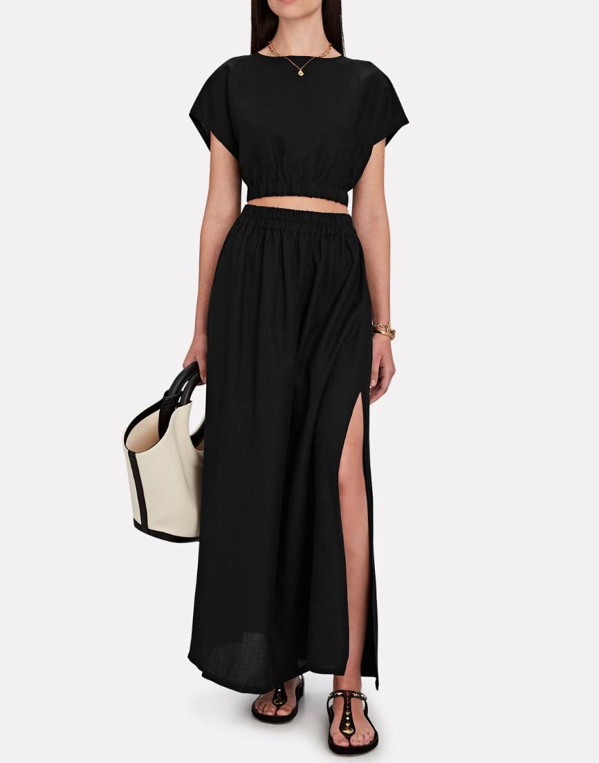 Sally | Black Maxi Skirt With Leg Split