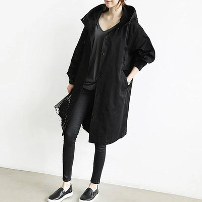 Sophia | Black Trench Coat Women with Relaxed Fit 4