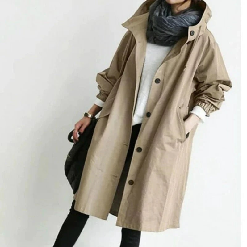 Sophia | Black Trench Coat Women with Relaxed Fit 6