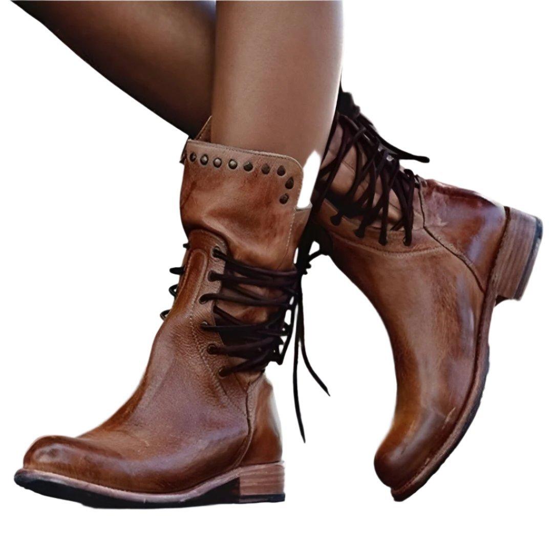 Sophia | Classic Lace-Up Leather Boots 0